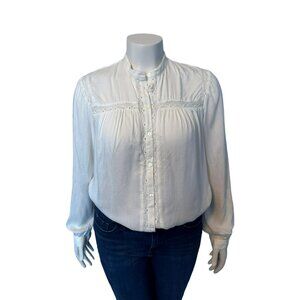 White Lace Button-up Blouse (L)